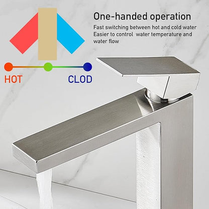Vessel Sink Faucet, Brushed Nickel 1 Hole Single Handle Tall Bathroom Vanity Faucets, Modern Utility Rv Laundry Bath Restroom Mixer Tap with Metal Pop Up Drain and 2 Water Supply Lines