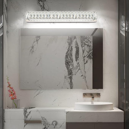 Modern Bathroom Light Fixtures Over Mirror 30 inch Crystal Chrome LED Vanity Light Bar White Light 6000K (7500-760mm)