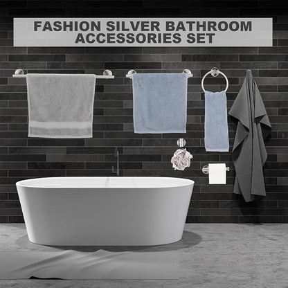 Gisafai 25 Pcs Brushed Nickel Bathroom Accessories Hardware Set Silver Towel Racks for Bathroom SUS304 Stainless Steel 23.6 Inch Brushed Towel Bar Ring Toilet Paper Holder Robe Hooks Wall Mounted