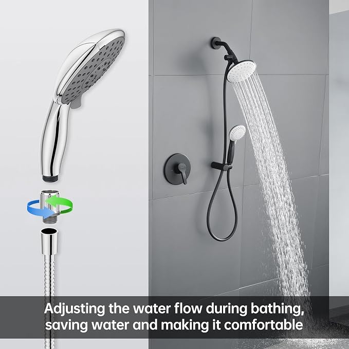 MAAYAYA 2-Pack Shower Flow Control Valve, Rotating Body, Chrome | MAAYAYA 2-pack chrome valves; rotate body to adjust flow; screw-mount; fits handheld showers & bidet sprayers; leak-free