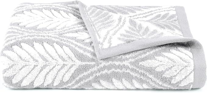 Martex Restore Fern Ogee Bath Towel – Soft, Absorbent, Moisture-Wicking and Quick to Dry – Lightweight for Everyday Use – Comfortable Feel with Convenient Loop for Hanging – 30" x 56" – Gray