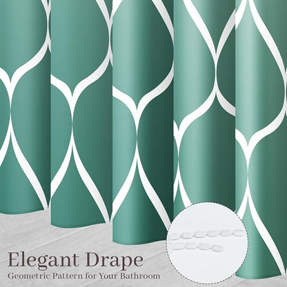 Gelbchu Geometric Shower Curtain for Bathroom, Ombre Teal, 72x72 Inch | with Hooks, Premium Polyester, Quick Dry, Water Repellent, Machine Washable, Rustproof Grommets, Modern Minimalist