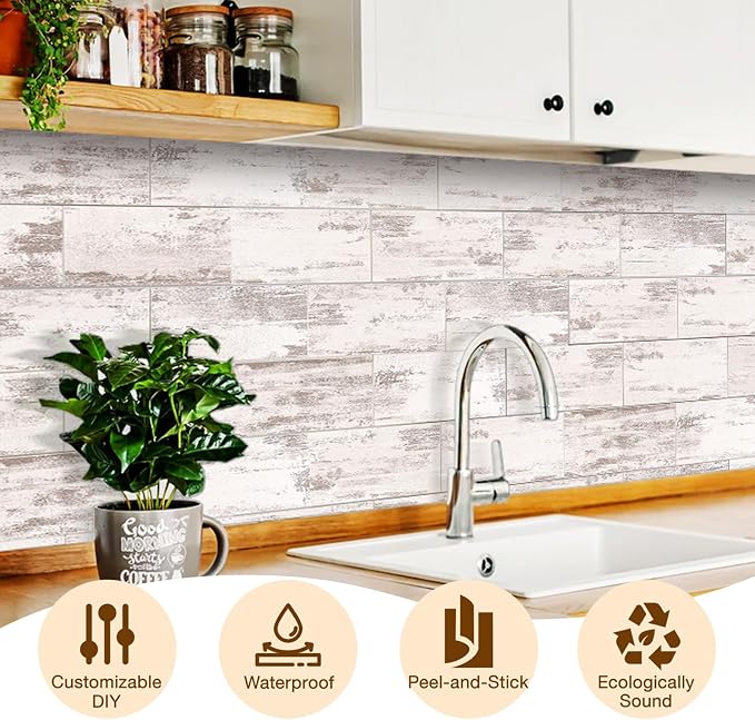 Peel and Stick Backsplash Tile for Kitchen & Bathroom Walls - Waterproof Smart Renter Friendly Sticker