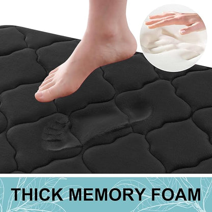 OLANLY Memory Foam Bath Mat Rug 59x20, Ultra Soft and Absorbent Bathroom Rugs, Non-Slip, Comfortable, Machine Washable Bath Carpet for Bathroom Floor, Tub, Shower and Home Decor Accessories, Black