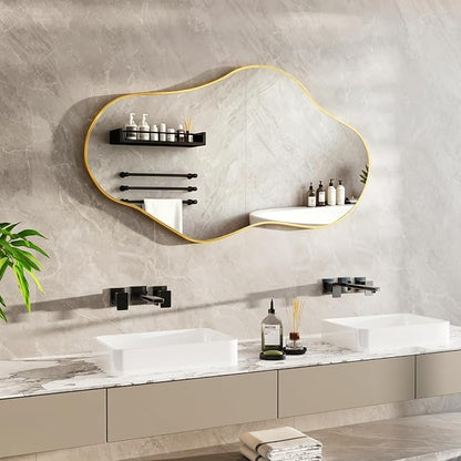 Irregular Full Length Mirror, 26"x46" Full Body Mirror with Metal Frame, Asymmetrical Mirrors for Entryway Bathroom Living Room Bedroom, Horizontal or Vertical Hanging