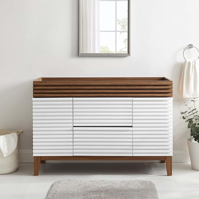 Modway Render 48" Single Sink Compatible (Not Included) Bathroom Vanity Cabinet in White Walnut