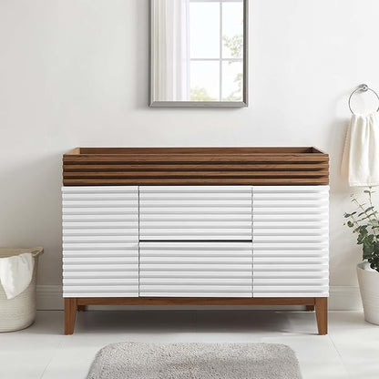 Modway Render 48" Single Sink Compatible (Not Included) Bathroom Vanity Cabinet in White Walnut