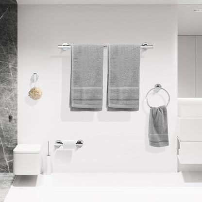 Polished Chrome Bathroom Hardware Accessories Set 4 Pieces,Towel Bar Set Stainless Steel Wall Mounted, Includes 24 in Towel Holder Set, Toilet Paper Holder Bathroom Towel Rack Set Silver