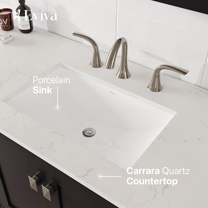 Eviva Aberdeen 60 in. Espresso Single Sink Bath Vanity with Carrara Quartz Top and Undermount Porcelain Sink