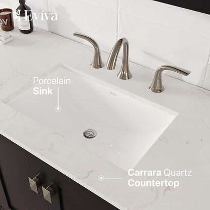 Eviva Aberdeen 60 in. Espresso Single Sink Bath Vanity with Carrara Quartz Top and Undermount Porcelain Sink