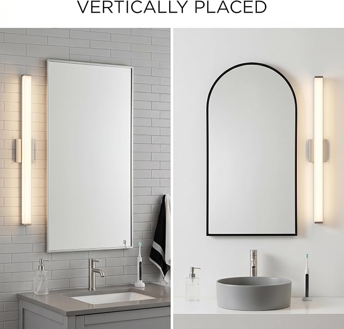 URSOLA 48" Modern LED Bathroom Light Fixtures, Brushed Nickel 3CCT Dimmable Bathroom Vanity Light Over Mirror, Bathroom Vanity Bath Bar Lights with Double Layer Acrylic Shade
