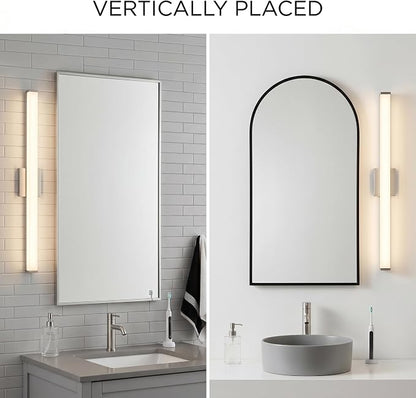 URSOLA 48" Modern LED Bathroom Light Fixtures, Brushed Nickel 3CCT Dimmable Bathroom Vanity Light Over Mirror, Bathroom Vanity Bath Bar Lights with Double Layer Acrylic Shade