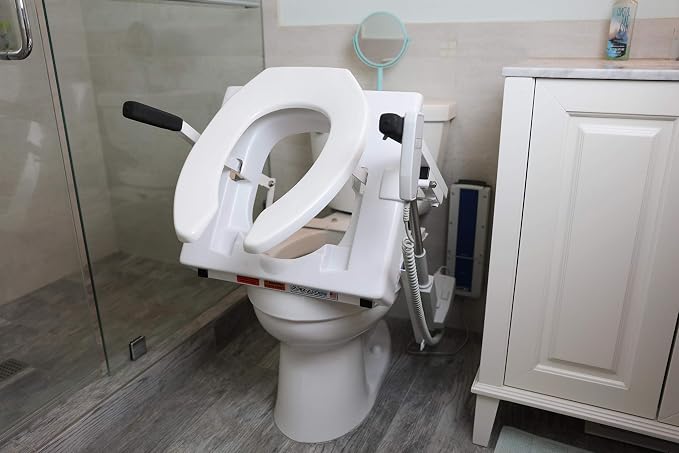 EZ-ACCESS TILT Toilet Incline Lift, Battery Powered (Battery Included), Elongated Seat