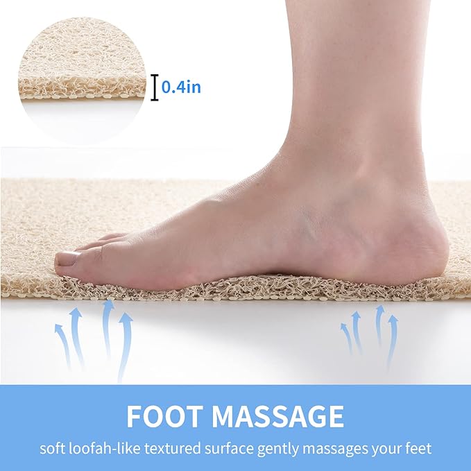 Hargiis Non Slip Bathtub Mat, Anti Slip Shower Mat, Fast Drying Bath Tub Mats, Foot Scrubber Mat, Anti Slip Mat for Tub, Floor, Bathroom, Home, Kitchen, Hotel (Beige 24"x16")