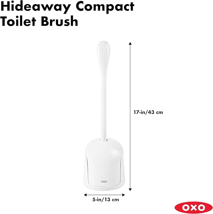 OXO Good Grips Compact Toilet Brush & Canister, Toilet Bowl Brush and Holder with Automatic Canister Door, Bathroom and Small Spaces Cleaning Supplies Essential (Pack of 6)