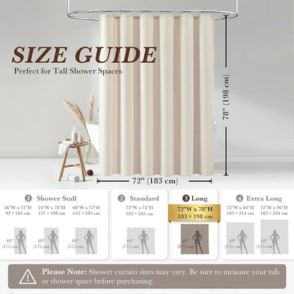 Natural Linen Shower Curtain Farmhouse Bathroom Decor 72x78 Inches | Boho Bathroom Decor,12 Sturdy Stainless Steel Sliding Hangers,Rustic Country Style,Linen Shower Curtains for Bathroom