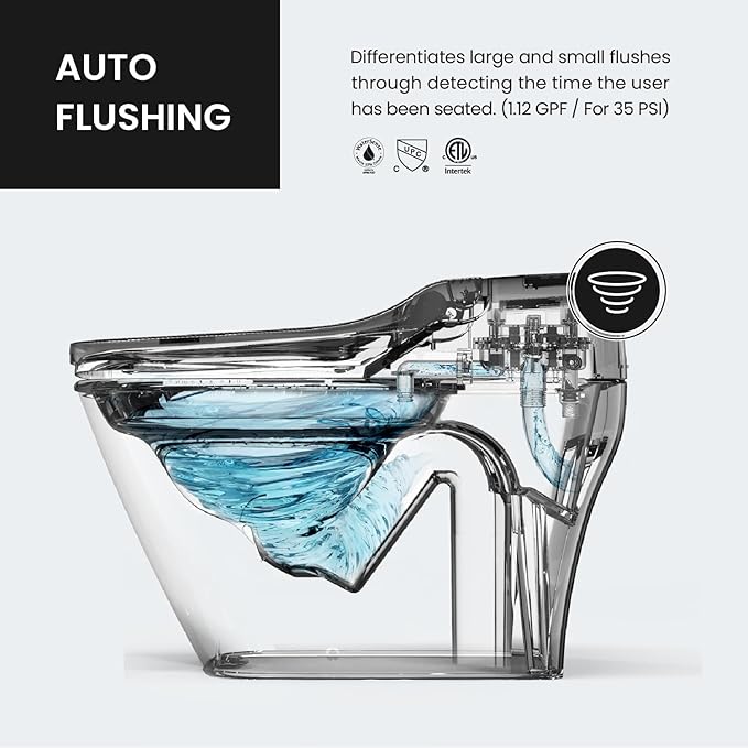 VOVO STYLEMENT TCB-090S Smart Bidet Toilet for bathrooms, Elongated One Piece Toilet, 1.12 GPF, Auto Dual Flush, ADA Chair Height, Heated Seat, Made in Korea