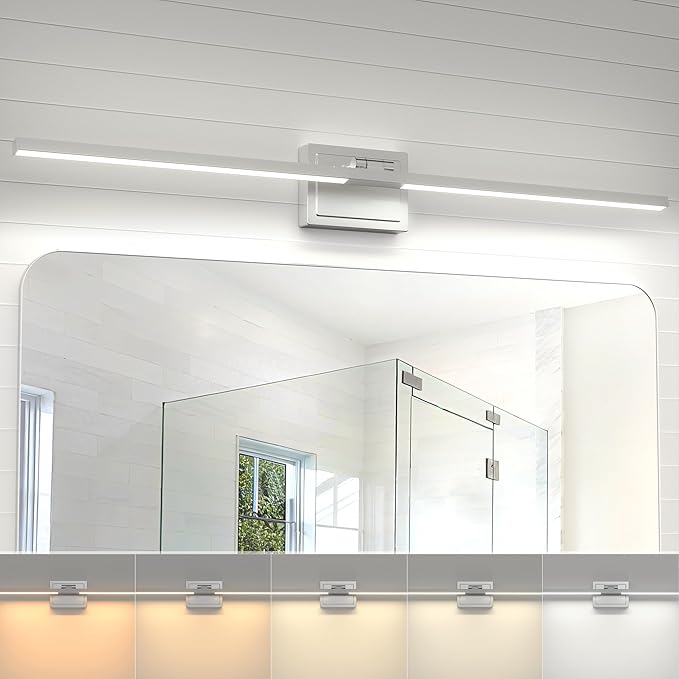 NIORSUN 39.4 Inch Modern Bathroom Light Fixture, 34W 5CCT Dimmable LED Chrome Bathroom Vanity Lights Over Mirror, Vanity Lights for Bathrooms Restroom Mirror