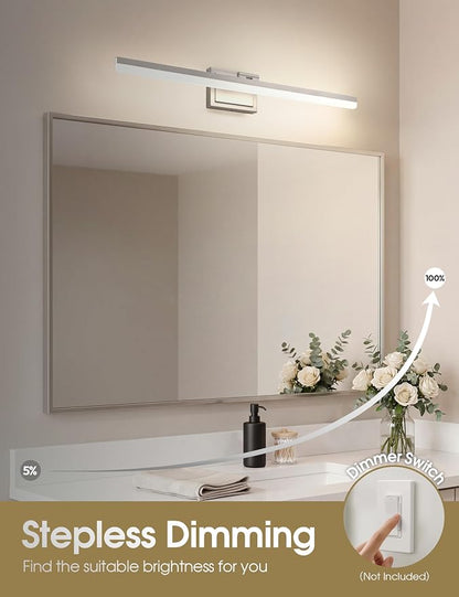 VOLISUN Modern Bathroom Vanity Light 31.5 inch, Rotatable, 28W Dimmable 5CCT Led Bathroom Light Fixture Over Mirror, Brushed Nickel Bar Vanity Light for Bathrooms Mirror Restroom-ETL Certificated