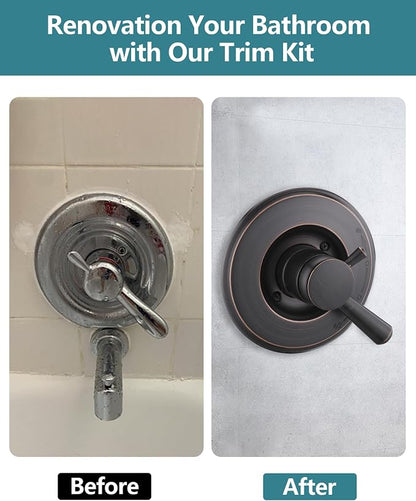 Shower Trim Kit Compatible with Delta 17& 1700 Series, Shower Cover Plate with Handle, Oil Rubbed Bronze(Valve& Catridge Not Inclued)