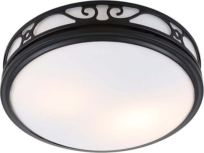 Good Housekeeping (85007) Roman II Decorative 110 CFM 2.0 Sones Bathroom Ventilation Exhaust Fan with Light in Matte Black (LED Bulbs Included)