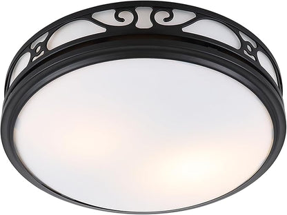 Good Housekeeping (85007) Roman II Decorative 110 CFM 2.0 Sones Bathroom Ventilation Exhaust Fan with Light in Matte Black (LED Bulbs Included)