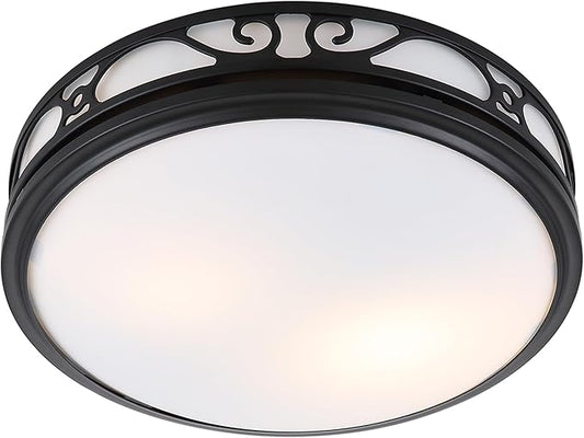 Good Housekeeping (85007) Roman II Decorative 110 CFM 2.0 Sones Bathroom Ventilation Exhaust Fan with Light in Matte Black (LED Bulbs Included)