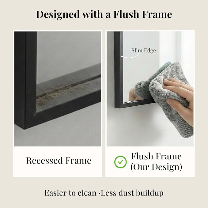 36"x36" Matte Black Framed Square Bathroom Vanity Wall Mirror | Accent Wall Mirror, Square Geometric Look, Slim Metal Frame, Living Room or Entryway, Keyhole Mount, Tempered Glass