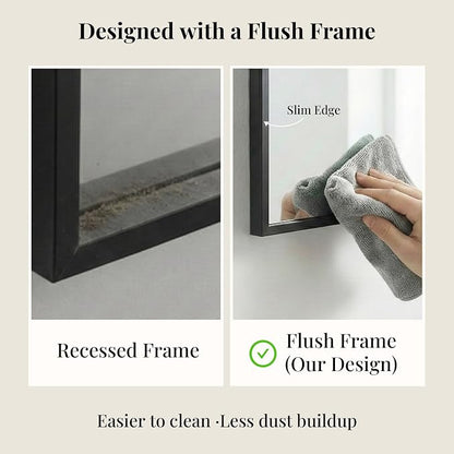 36"x36" Matte Black Framed Square Bathroom Vanity Wall Mirror | Accent Wall Mirror, Square Geometric Look, Slim Metal Frame, Living Room or Entryway, Keyhole Mount, Tempered Glass