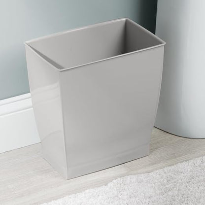 iDesign Small Plastic Bathroom Trash Can, Slim Rectangle, 2-Pack, Gray | Bedroom, Office, Dorm