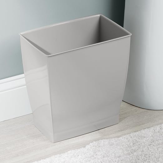 iDesign Small Plastic Bathroom Trash Can, Slim Rectangle, 4-Pack | Garbage Bin