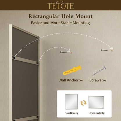 Brushed Nickel Bathroom Mirror 48" x 24" Beveled Frame Rectangle Bathroom Vanity Wall Mirror for Over Sink, Tempered Glass, Stronger Frame, Modern Farmhouse Bedroom, Entryway, Living Room