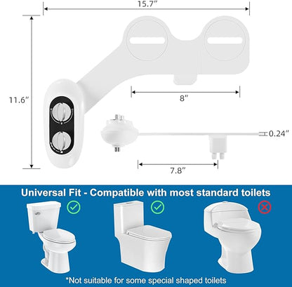 Ultra-Slim 3-in-1 Bidet Attachment for Toilet, Self-Cleaning Dual Nozzles for Posterior & Feminine Wash, Adjustable Water Pressure, Easy Install (Black)