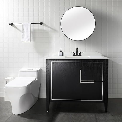 PARLOS Two-Handle Bathroom Sink Faucet with Metal Drain Assembly and Supply Hose Lead-Free cUPC Mixer Double Handle Tap Deck Mounted Oil Rubbed Bronze, 13597