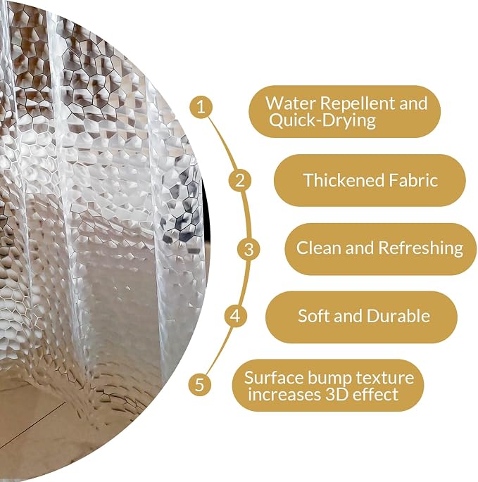 NTBAY EVA Shower Curtain Liner, 72 x 84, 6 Gauge, Clear Water Cube | Water-repellent EVA Liner with 3 Bottom Magnets, 12 Reinforced Grommets, and 12 Plastic Hooks
