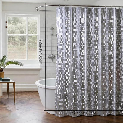 TIKABC Shower Curtain Liner, 4G PEVA Shower Liner, Plastic Peva Waterproof Shower Curtains, 72x72 inch with Grommet Holes 3 Magnetic Weights