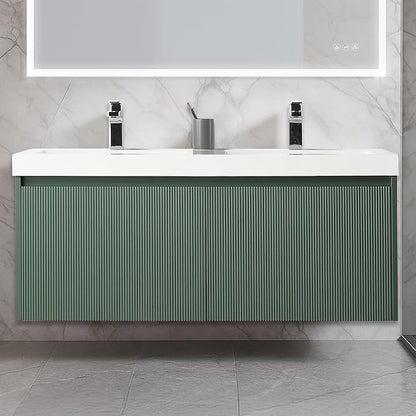 Blossom 48 Inch Double Sink Bathroom Vanity, All Wood Wall Mounted Floating Bathroom Vanity Cabinet with Acrylic Sink, Bathroom Sink Cabinet with Soft-Close Drawers, Modern Vanities, Aventurine Green