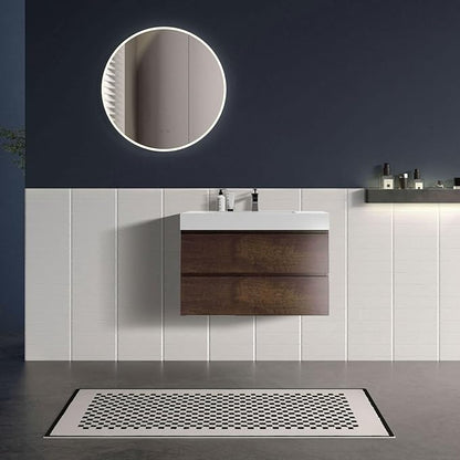 36" Floating Bathroom Vanity with Sink, Modern Bathroom Cabinet with Top and Soft Close Drawers, Spacious Storage for Small Space, Walnut - Lavanda Collection