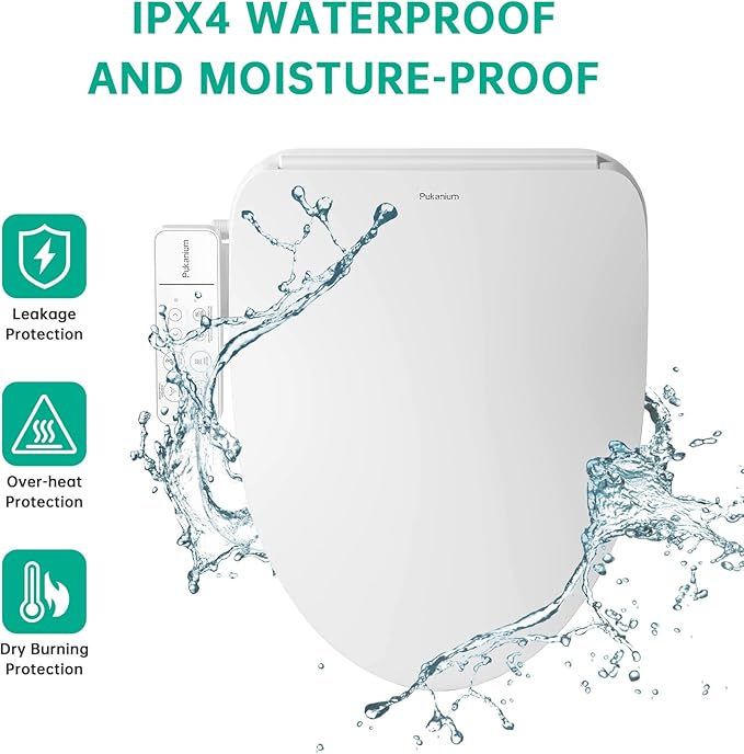 Heated Smart Toilet Seat with Feminine Wash & Dryer, Elongated Bidet with Adjustable Water Temperature, Pressure & Nozzle Position, Easy Installation & Soft-Close Lid for Modern Bathrooms