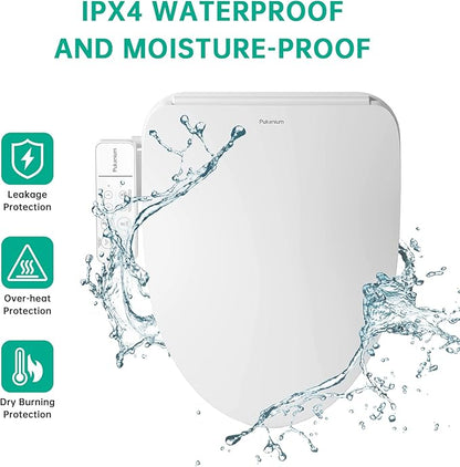 Heated Smart Toilet Seat with Feminine Wash & Dryer, Elongated Bidet with Adjustable Water Temperature, Pressure & Nozzle Position, Easy Installation & Soft-Close Lid for Modern Bathrooms