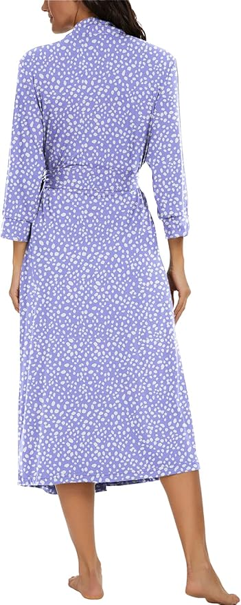 VINTATRE Women Kimono Robes Long Knit Bathrobe Lightweight Soft Knit Sleepwear V-neck Casual Ladies Loungewear