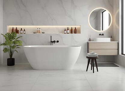 Freestanding Bathtub 67 inch, Acrylic Freestanding Bathtub 59 inch with Deep Soaking Design, Acrylic Stand Alone Tub Black & White, Free Standing Tub for Small Bathroom