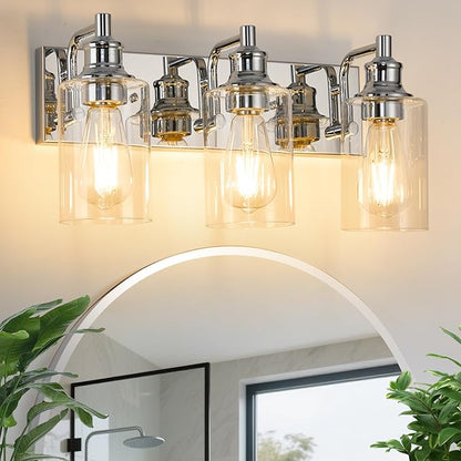 3-Light Bathroom Light Fixtures Modern Chrome Vanity Lights for Bathroom Lighting Fixtures Over Mirror for Cabinet Mirror Bedroom Hallway