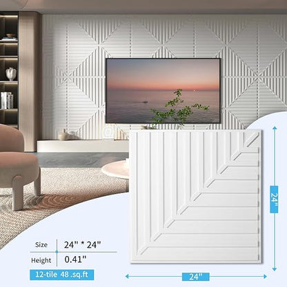 Art3d 12-Pack 2 x 2 ft 3D Textured Drop Ceiling Tiles, 24 x 24 in, White | PVC, Lightweight, No Sag and Breakage, Compatible with Grid System, Perfect for Basement, Kitchen & Bathroom