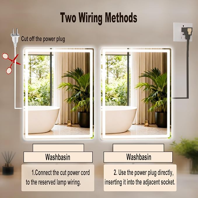 LTFUUAI 28"X36" LED Bathroom Mirror with Lights, Front & Back Light | Lighted Bathroom Mirror, Touch 3-Color Stepless Dimming, Wall Mounted, Anti-Fog Shatterproof, UL Listed(Horizontal/Vertical)