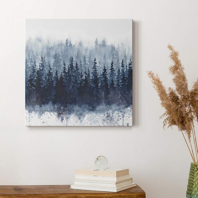 Renditions Gallery Indigo Forest Wall Art, Premium Gallery Wrapped Canvas Decor, Ready to Hang, 16 in H x 16 in W, Made in America Print