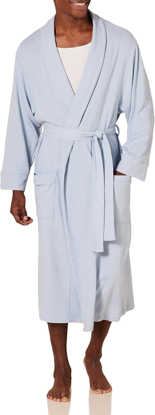 Amazon Essentials Men's Lightweight Cotton Waffle Bathrobe (Available in Big & Tall)