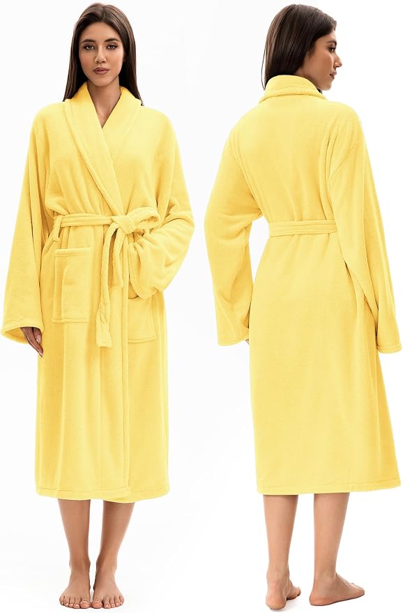 Soft Robe For Women，Warm Plush Bath Robes Female，Spa Towel After Shower Lightweight Long Bathrobe