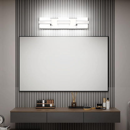 SOLFART 3 Lights Chrome Bathroom Vanity Light Modern LED Bathroom Light Fixtures Over Mirror Vaniy Light 20 inch White Light Dimmable