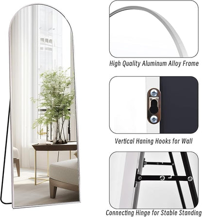Dewfig Arched Full Length Mirror, 57"X20" Large Full Body Mirror, White | Aluminum Alloy Frame Floor Mirror, HD Shatterproof Tempered Glass, Lean/Stand/Wall for Living Room,Bedroom, Dressing Room